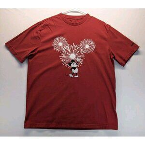 Disney X AE American Eagle MensXL Red Mickey Mouse Firework Graphic T-Shirt